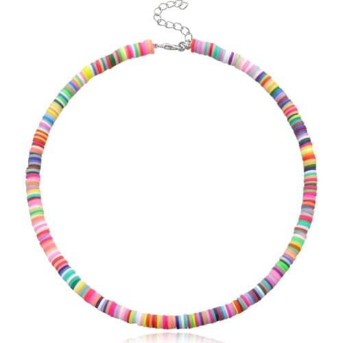 Summer Fashion Soft Ceramic Chain Necklaces For Women Teens Girls Colorful Sweet Collar Necklaces Beach Party Fashion Jewelry