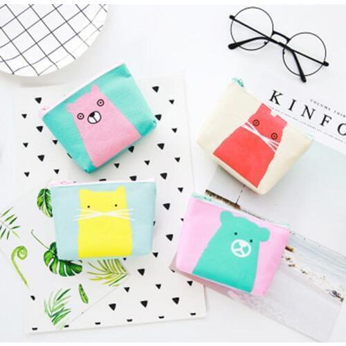 Korean Style Zipper Key Case Small Animal Coin Purse Unisex Cartoon Small Wallet Bag Change Pouch Key Card Holder