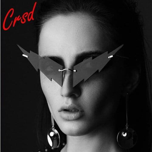 CRSD 2020 Fashion Lightning Cat Eye Sunglasses Women Luxury Brand Colorful Sun Glasses Men UV400 Metal Rimless Eyewear Okulary