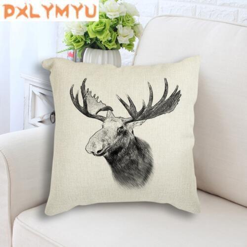 Decorative Cushion Deer Bear Wild Boar Zebra Dog Wolf Cushion Animal Linen Cushion Pillows Square Pillowcase For Sofa