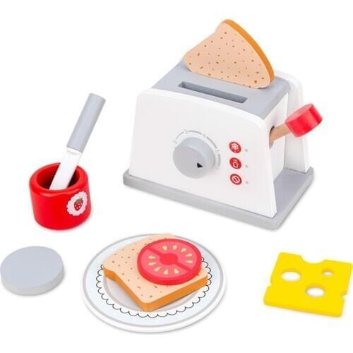 Kids Wooden Pretend Play Sets Pretend Toasters Bread Maker Coffee Machine Game Childrens Toy Mixer Kitchen Educational Toy Gift