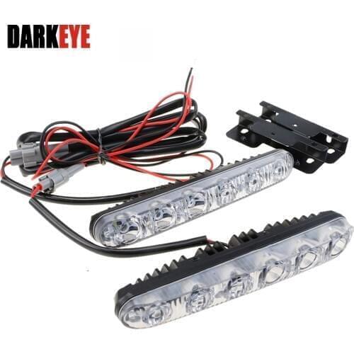 Daytime Running Light for 6 LED Car Headlight Warning Driving Fog Lamp Auto Head DC 12v 6000K Fish Shape Bulb DRL DJ