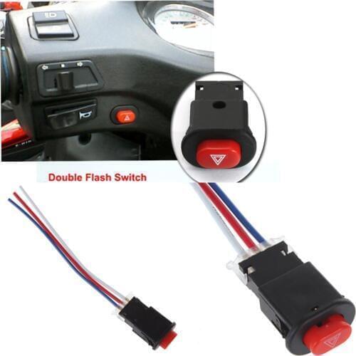 Dual Double Flash Emergency Lamp Signal Jump Button Switch 3 Wires Lock