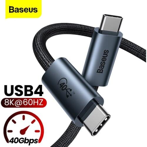 Baseus USB 4.0 Type C to Type C Cable 40Gbps 8K@60Hz PD 100W Quick Charger Data Cable For Laptops Full Function Fast Charger Cor