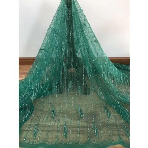 Beautiful beaded mesh YG-704 French Nigerian Laces Fabrics with beads High Quality African Laces Fabric Wedding