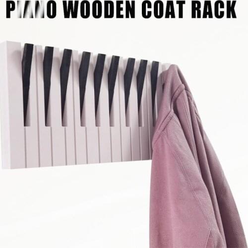 Creativity Piano Wooden Coat Racks Wall Mounted Key Coat Rack Wood Shelf Clothes Rack Wall Decoration Hook Behind The Door