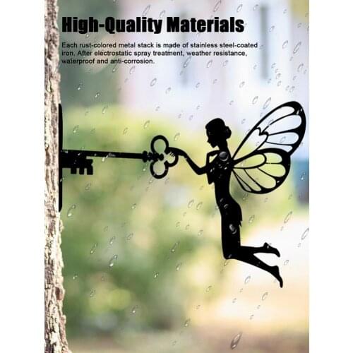 Creative Iron Art Fairy Elf Tree Plug Decor Metal Crescent Fairy Outdoor Stake Metal Art Elf Silhouette Inserting Ornament New