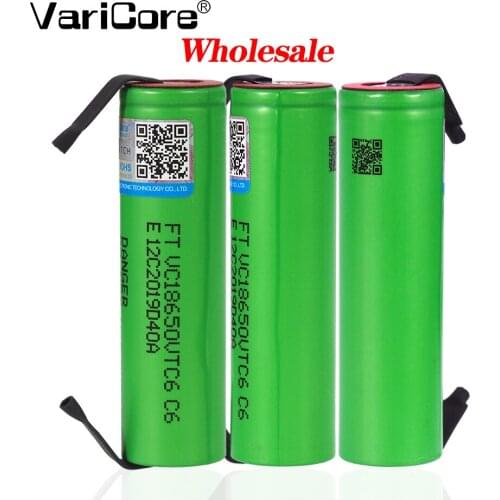 30PCS Wholesale VariCore VTC6 3.7V 3000 mAh 18650 Li-ion Rechargeable Battery VC18650VTC6 batteries + DIY Nickel Sheets