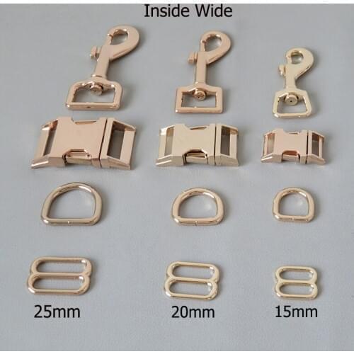 15mm 20mm 25mm Metal Straps Slider D Ring Release Belt Buckle Snap Hook Clasp For Dog Collar Pacacord Leash Sewing Accessories