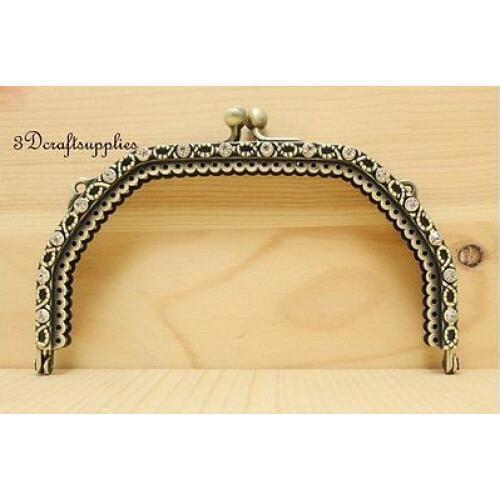 Metal frame sewing bag purse frame clasp 5 1/4 inch vintage anti bronze D41