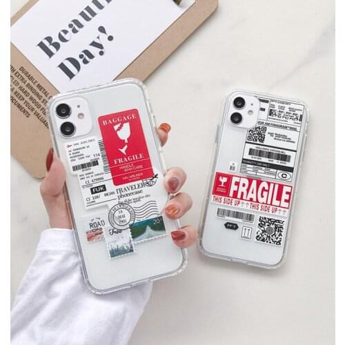 Fashion Retro Label Phone Cases For iPhone 12 11 Pro XS Max Mini TPU Phone case 6 6S 7 8 Plus X XR Silicone shell