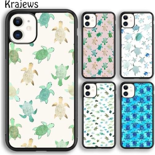 Krajews Watercolour Sea Turtle Pattern Soft Phone Case Cover For iPhone 5 SE 6s 7 8 plus X XR XS 11 12 pro max Samsung S8 S9 S10