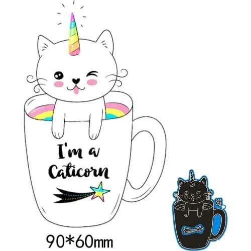 90*60mm cat cup frame new Metal Cutting Dies for decoration card DIY Scrapbooking stencil Paper Craft Album template Dies