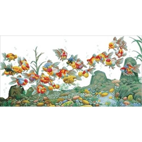 Colorful goldfish patterns counted 11CT 14CT 18CT DIY Cross Stitch Sets wholesale Cross-stitch Kits Embroidery Needlework