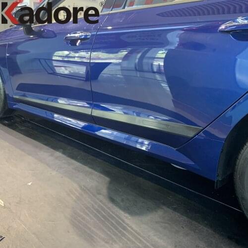 For Kia K5 Optima DL3 2021 2022 Carbon Fiber Side Door Body Trim Decoration Molding Strips Stickers Accessories Car Styling 4pcs