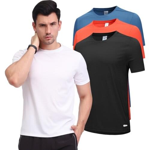 New Compression Fitness Clothes Running T Shirt Mens O-Neck Polyester T-Shirt Bodybuilding Sports Shirts Gym Short Sleeve Tops