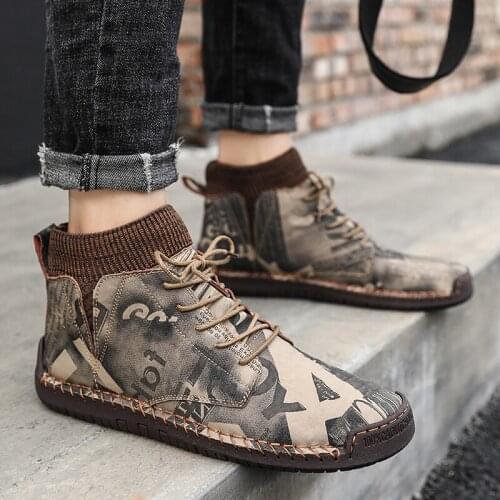 2021 New Fashion Martin Boots Autumn and Winter Men Tooling Men Boots Snow Army Boots Men Shoes Cotton Shoeswarm Tide Shoes Hot