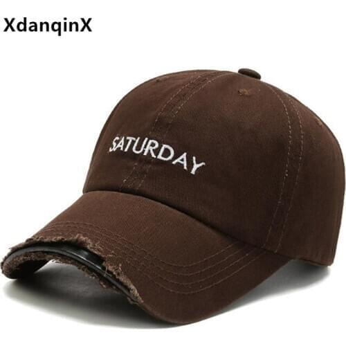 XdanqinX Novelty Broken Letter Embroidery Baseball Caps For Men Women New Washed Cotton Sports Cap Adjustable Size Hip Hop Hat