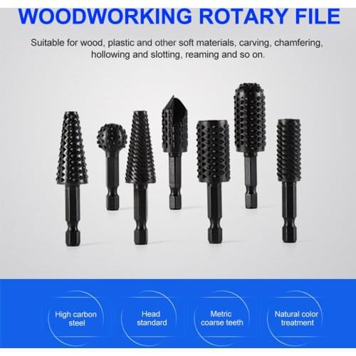 Upgrade 7pcs 1/4" Drill Bit Set Woodworking Rotary Drill Bits Hex Handle Wood Work Knife Wood Carving Tool High Carbon Steel