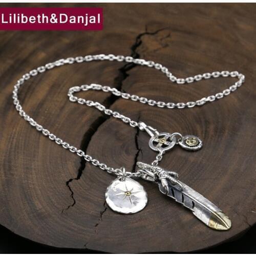 2019 Feather Eagle African Necklace Pendant 100% Real 925 Sterling Silver Women Men Necklace 925 wedding bridal jewelry sets S08