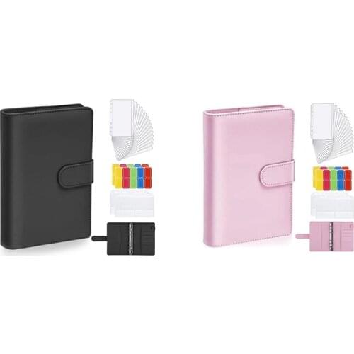 A6 Binder Bags,6 Rings Budget Binder With Self-Adhesive Label Stickers, For Office Supplies,Studies, School