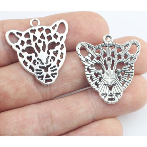 8Pcs 26*28mm Antique Silver Color Leopard Charms Hollow Animal Necklace Handcraft Pendant Accessory Charms For Jewelry Making