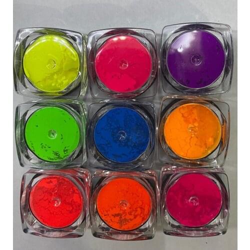 Manicure Fluorescent Powder 12-Color Fluorescent Transparent Powder Box Set Laser Glue Phototherapy Nail Fluorescent Powder