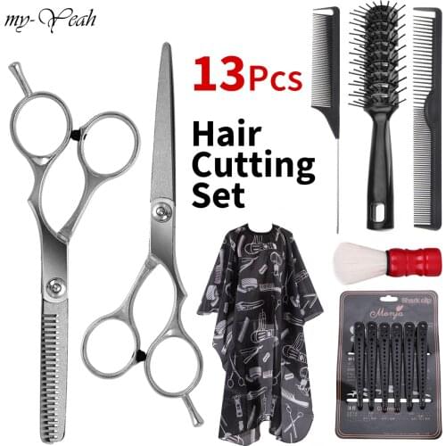 Professional Hairdressing Scissors Kit Hair Cutting Barber Salon Hairdresser Tool Rat Tail Comb Cape Hair Cutter Comb Set