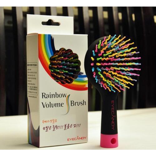 Rainbow comb hairdressing airbag massage comb curly hair styling Fashion modeling Colorful comb volume brush