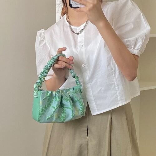 Jacquard Handbags Luxury 2021 Summer Sac Baguetter Underarm Bag Pleated Flower Print Shoulder Bag Sac De Luxe Femme