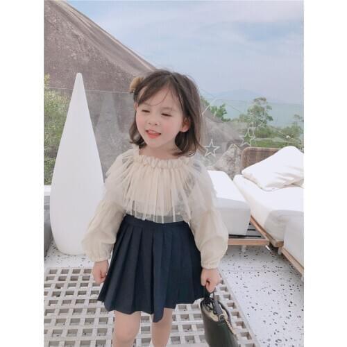 2020 Toddler Girl Shirts Korean Mesh Long Sleeves Tops for Girl Kids Clothing 2 3 4 5 6 7 Y Children Blouses Autumn New Arrival