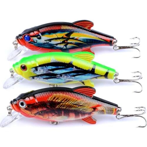 Fishing Lure 8cm 3D Eyes Painted Bionic Wobbler Swim Minnow Artificial Fishing Lure Hard Bait 0.3m-0.6m Diving Depth Triple Hook
