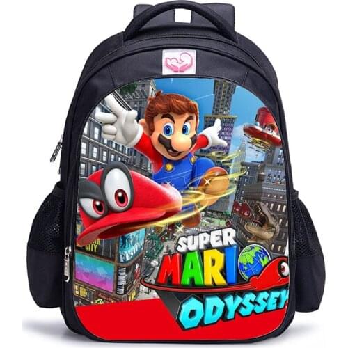 16 Inch Cartoon Mario Bros Children School Bags Orthopedic Backpack Kids School Boys Girls Mochila Infantil Catoon Bags