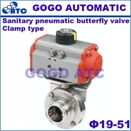 Stainless steel Sanitary butterfly valve pneumatic quick-connect clamp type O.D 19-45 quick-loading butterfly valve