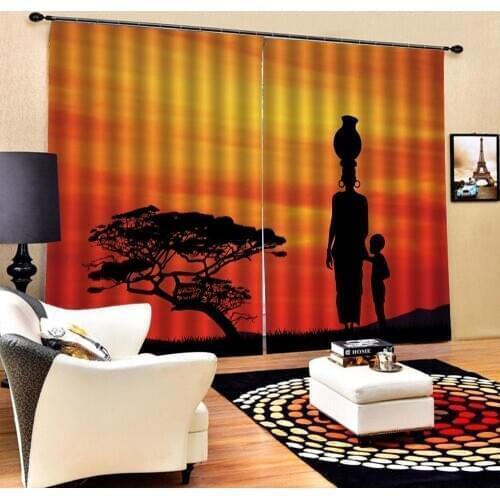 Sunset curtains Customized size Luxury Blackout 3D Window Curtains For Living Room Drapes Cortinas