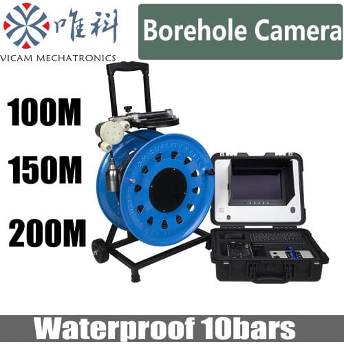 200m cable borehole camera with DVR recording and meter counter function V10-100