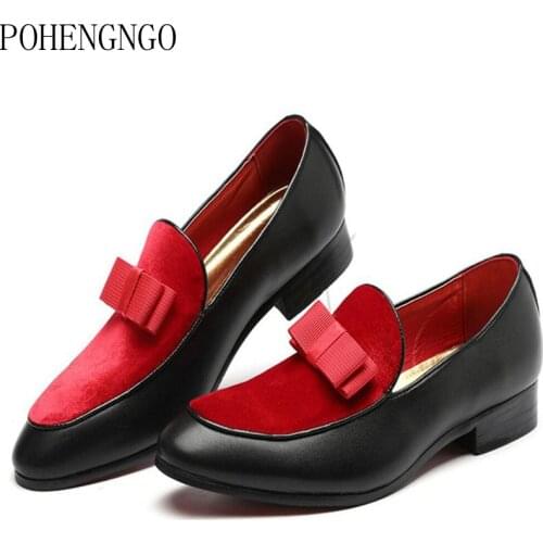 Bowknot Men Dress Shoes Black Patent Leather Groom Wedding Party Shoes Gentlemen Casual Slip on Shoes Fashion Men Oxford Shoes
