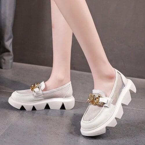 Net Shoes Womens Summer 2021 New Net Red Hollow Breathable Thick-soled Single Shoes Ins Tide Shoes Mesh Casual Loafers