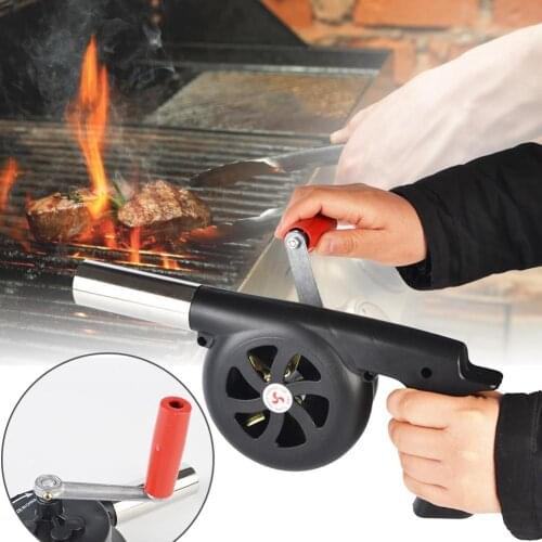Outdoor Cooking BBQ Fan Air Blower Barbecue Fire Bellows Hand Crank Fan Stove Accessories For Picnic Camping Stove Accessories