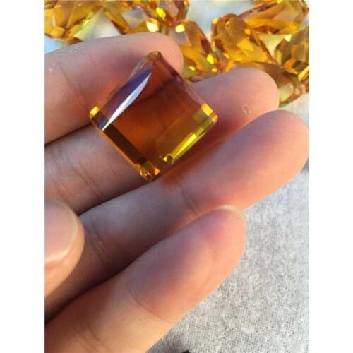 Yellow crystal polygonal pendant, DIY jewelry yellow stone pendant