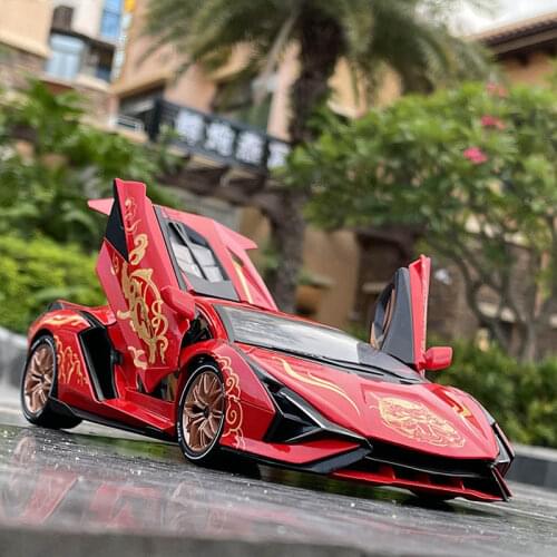 Chinese Style 1:18 SINA Alloy Sports Car Diecast Metal Toy Vehicle Car Model Simulation Sound and Light Collection Kids Toy Gift