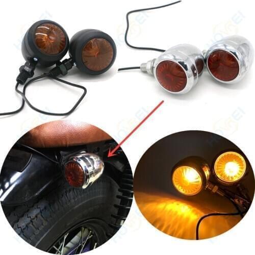 1pair Universal Motorcycle retro Bullet Amber Turn Signal Light Signal Lamp with 1 wire For Honda YAMAHA Suzuki Kawasaki Harley