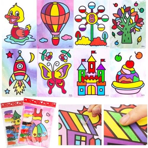 10Pcs Children Creative DIY Sand Painting Montessori Learning Educational Drawing Toys Children Art Doodle Pad Crafts Games Gift
