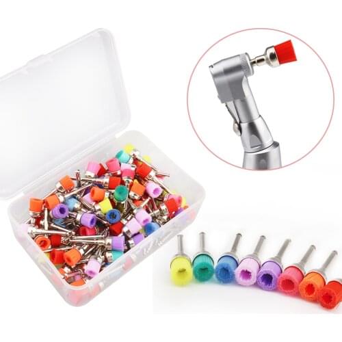 100Pcs/Box Dental Polishing Brush Prophy Brushes Nylon Bristle Rubber Flat Sharp Polisher Oral Cleaning Teeth Whitening Disposab