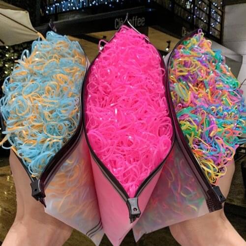 2000PCS/Bag Colorful Small Disposable Elastic Hair Bands Children Ponytail Holder Rubber Bands Candy Hair Accessories Hair Ties
