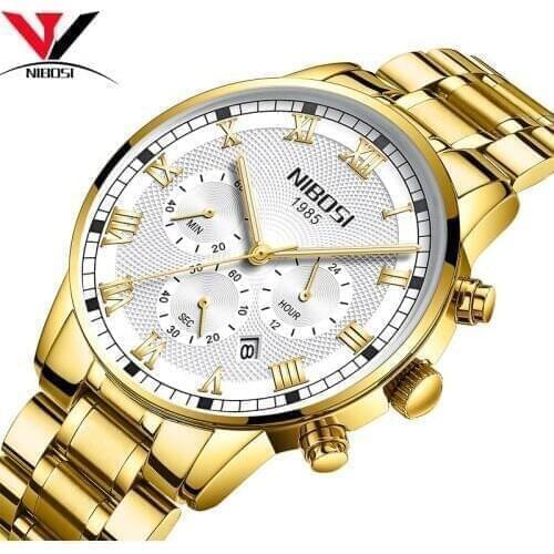 2018 NIBOSI Fashion Famous Watches Men Luxury Top Brand Dress Wrist Watch Waterproof Male Clock Stainless Steel Erkek Kol Saati