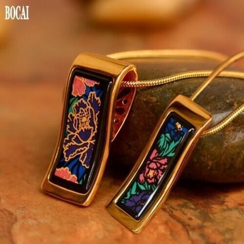 2020 new Peony Series Enamel Earrings Fashion Cloisonne Jewelry Fishhook ring for Woman Pendant bracelet