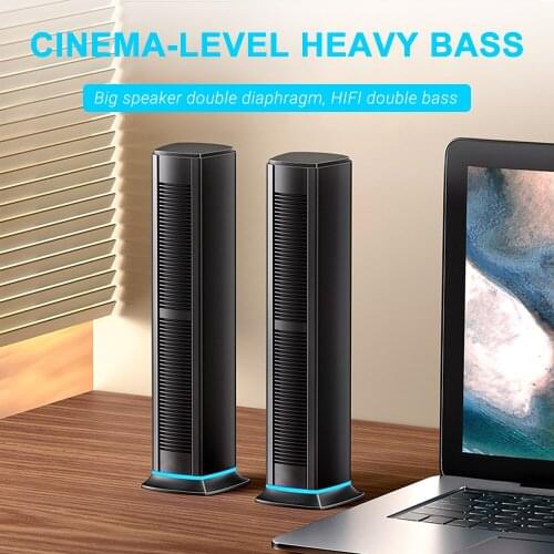 2021 New Private Model Computer Desktop Soundbar Long Bluetooth Speaker Subwoofer Home Wired Usb Loundspeaker