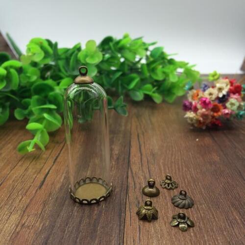 5sets/lot 50*18mm glass globe antique bronze color 18mm LACE base beads cap glass vial pendant bottle dome jewelry findings