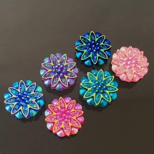 8 colour 20pcs 18mm AB Resin flower Rhinestone Flatback Wedding decoration Buttons A11